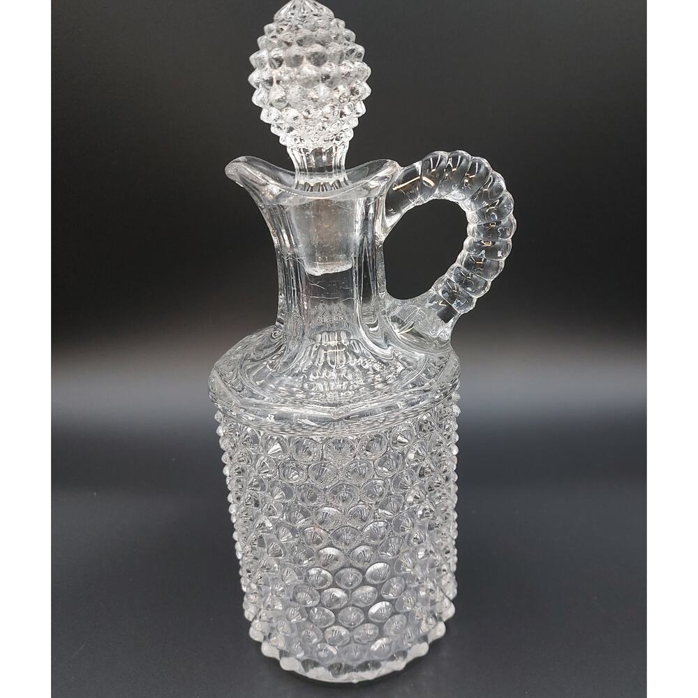 Early American Pattern Glass (EAPG) Pointed Hobnail Antique Decanter 1880-1890